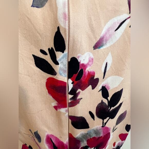 French Collection Summer Floral Pink/Cream Flare Skirt Lightweight Dress 10 - Picture 6 of 8